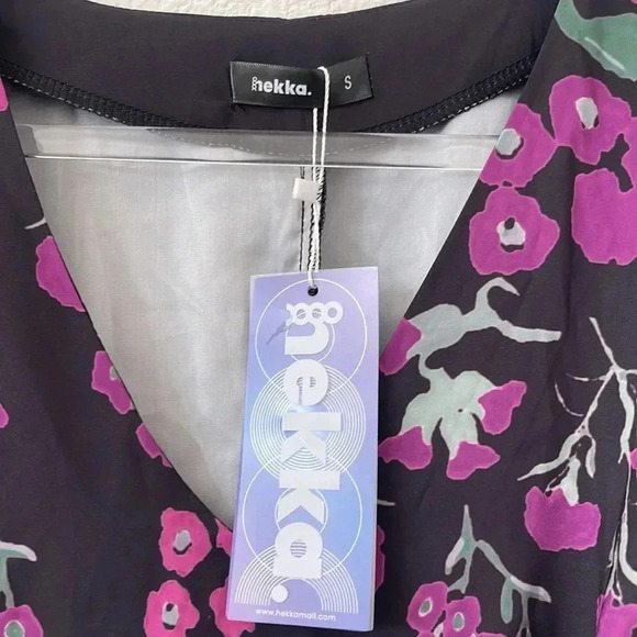 NWT| Hekka | Black and Purple Floral Dress | Sz S - Picture 4 of 4
